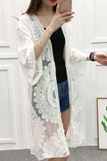 Women Mid Length Flower Lace Beautiful Beach Cover-Up