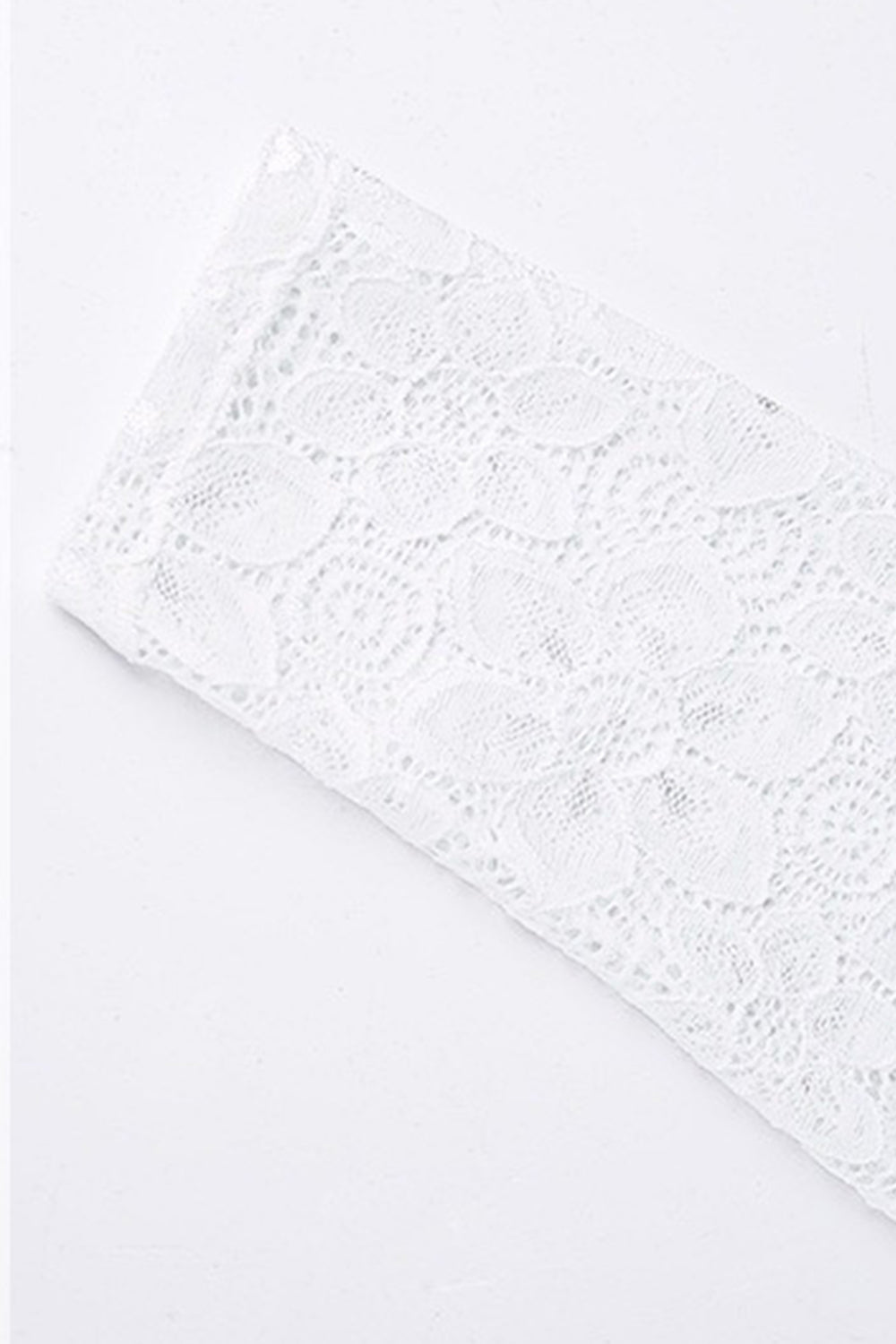 Women Round Flower Lace Long Sleeves Blouse White