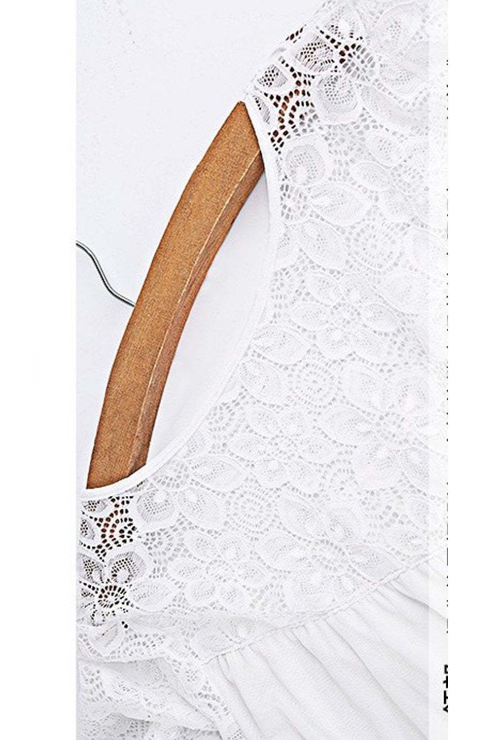 Women Round Flower Lace Long Sleeves Blouse White