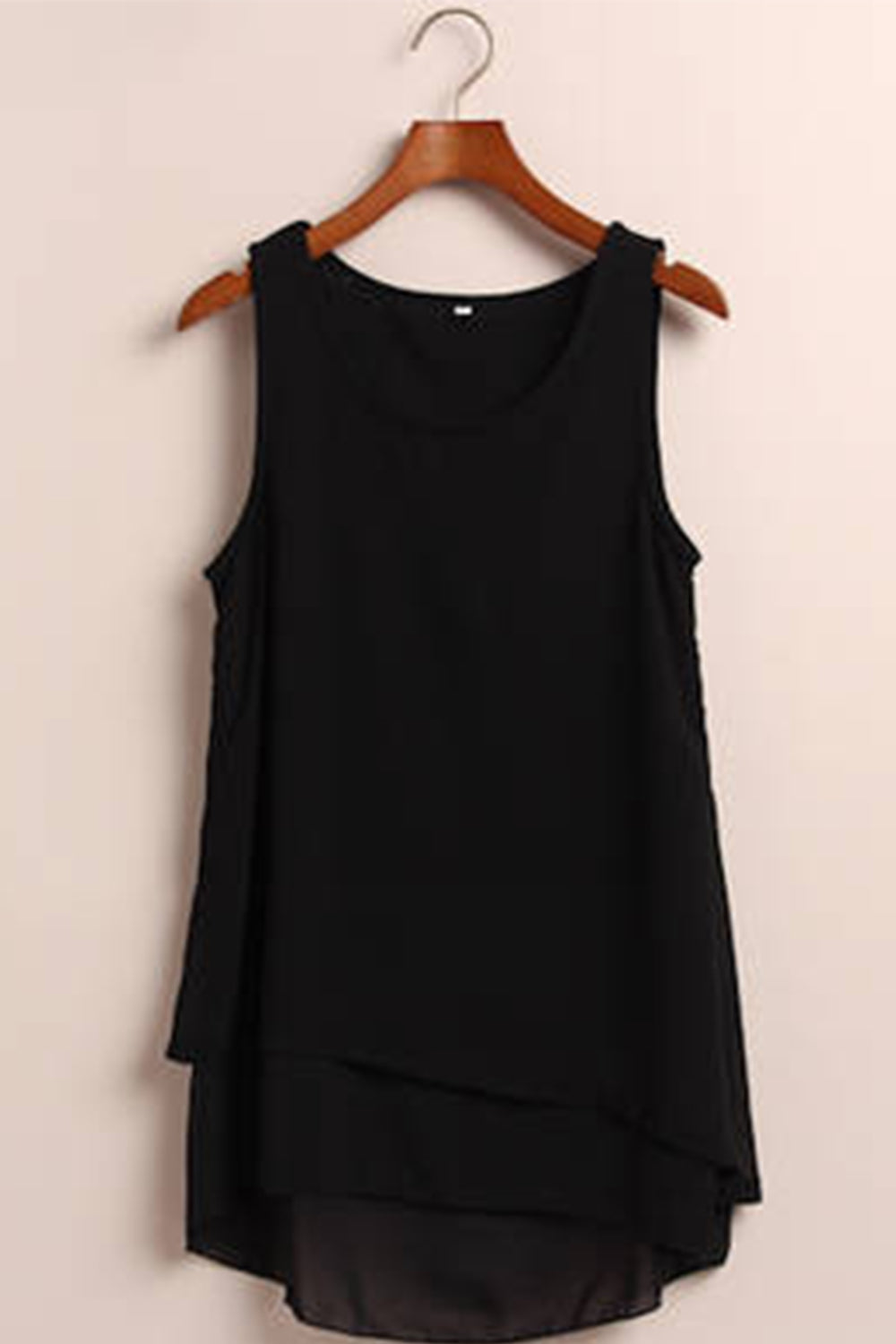 Women Summer Sleeveless Irregular Hem Casual Top Black