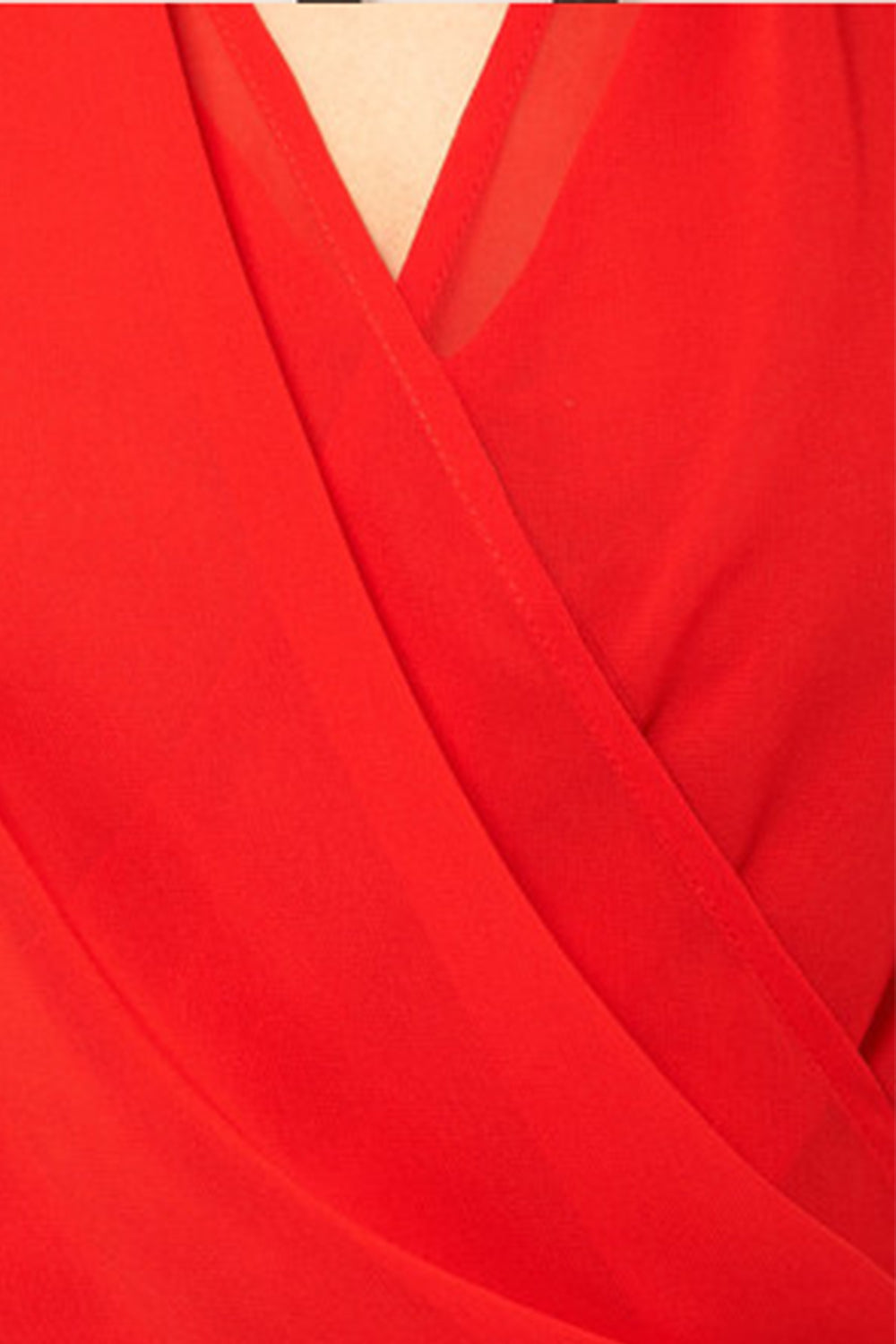 Women V-Neck Wrap Waist Chiffon Vest Sleeveless Top Red