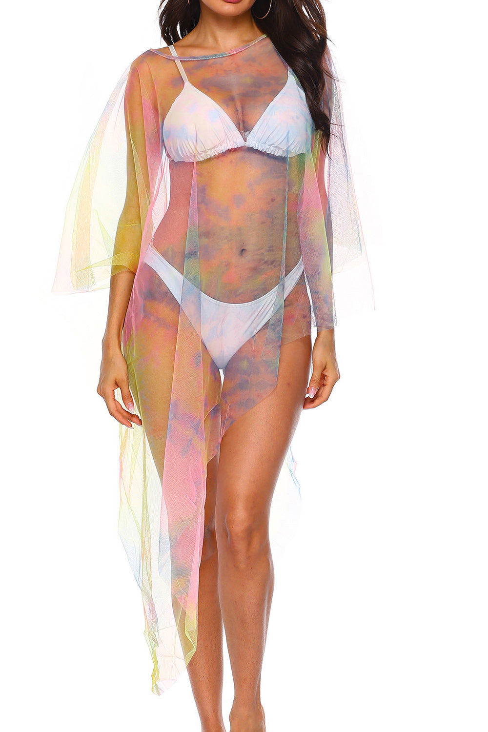 Women Irregular Net Gauze Stylish Beach Cover-Up