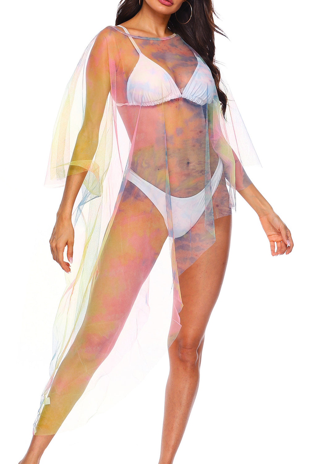 Women Irregular Net Gauze Stylish Beach Cover-Up