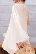 Women Delightful Flared Sleeve Solid Colored Cover-Up