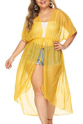 Women Solid Colored Strap Tie Waist Easy Cover-Up