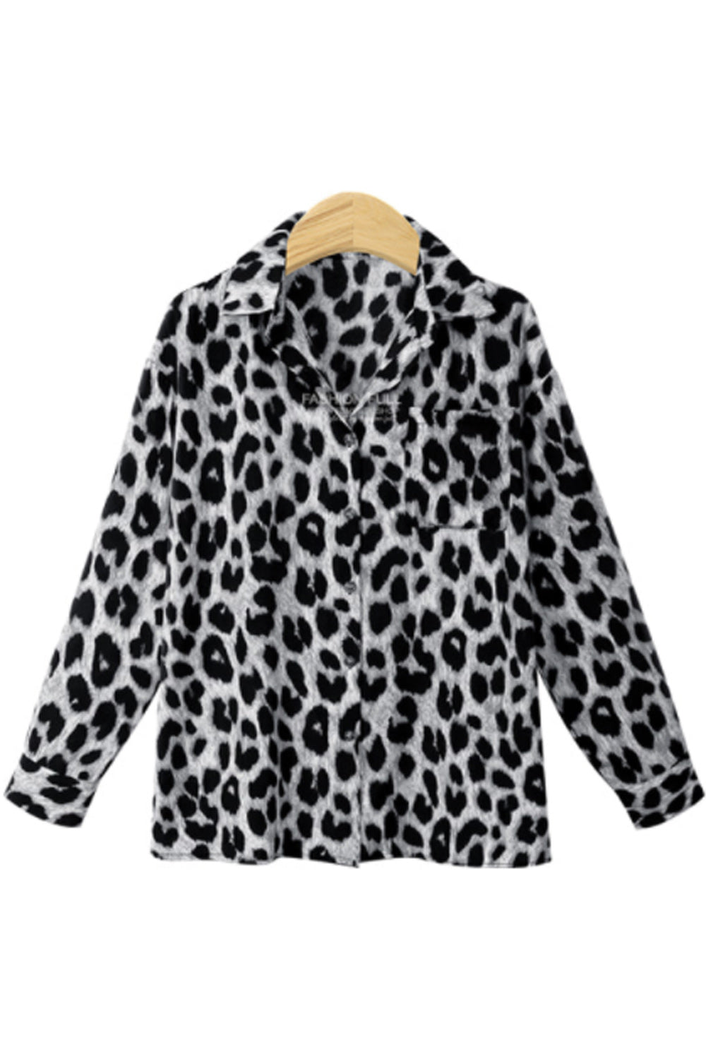 Women Collar Neck Leopard Printed Shirt