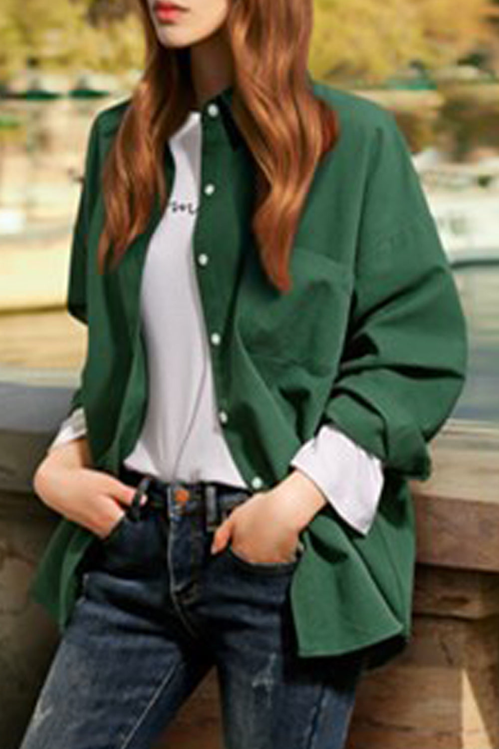 Women Solid Short Sleeve Button Down Casual Shirt