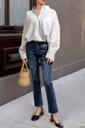 Women Solid Short Sleeve Button Down Casual Shirt