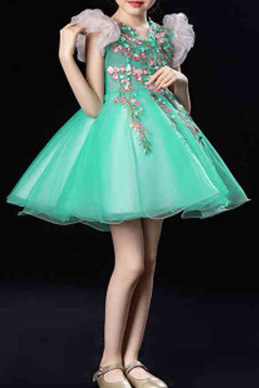 Kids Girls Lovely Fluffy Net Decorated Evening Dress