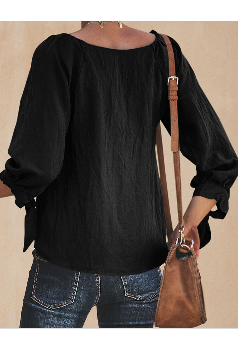 Women V-Neck Buttons Attached Pleated Shirt