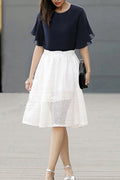 Women Round Neck Ruffled Soft Chiffon Top