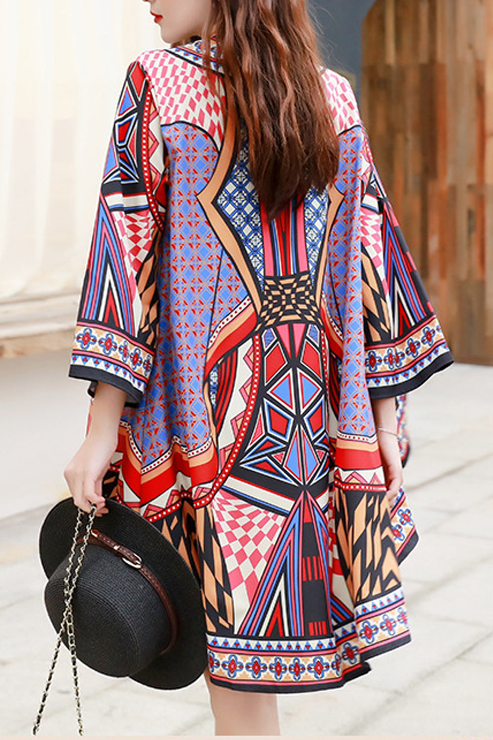 Women Pretty Print Style Sun Protection Beach Cover-Up