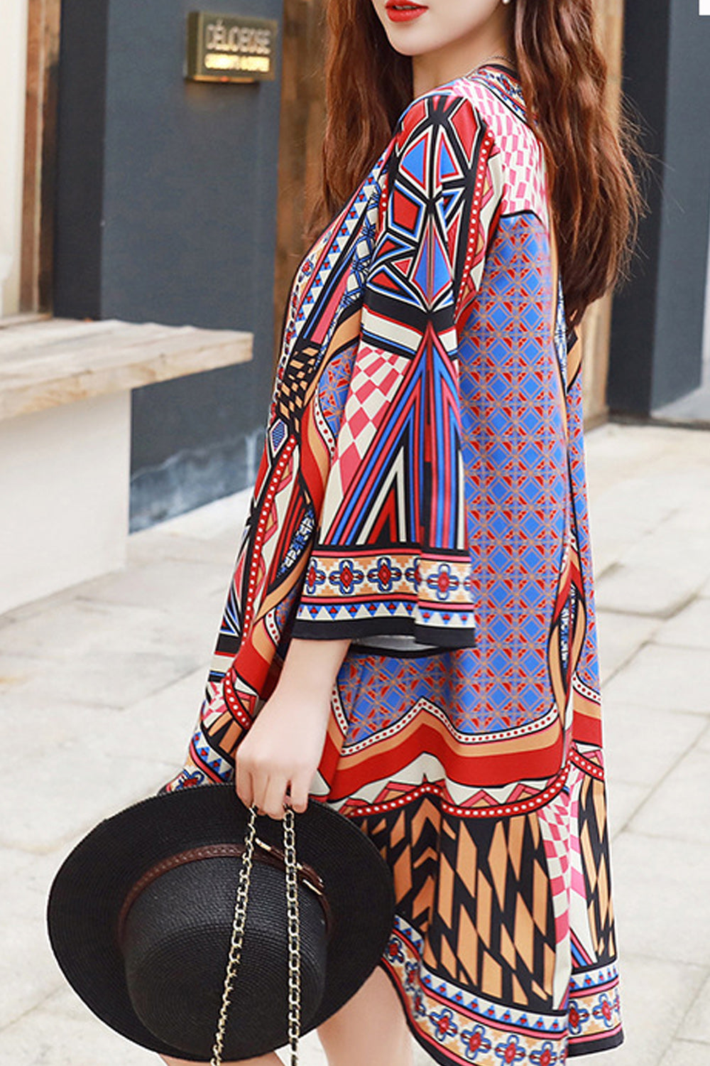Women Pretty Print Style Sun Protection Beach Cover-Up