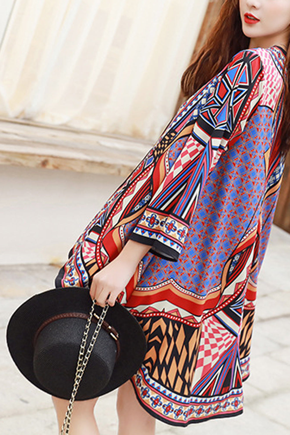 Women Pretty Print Style Sun Protection Beach Cover-Up