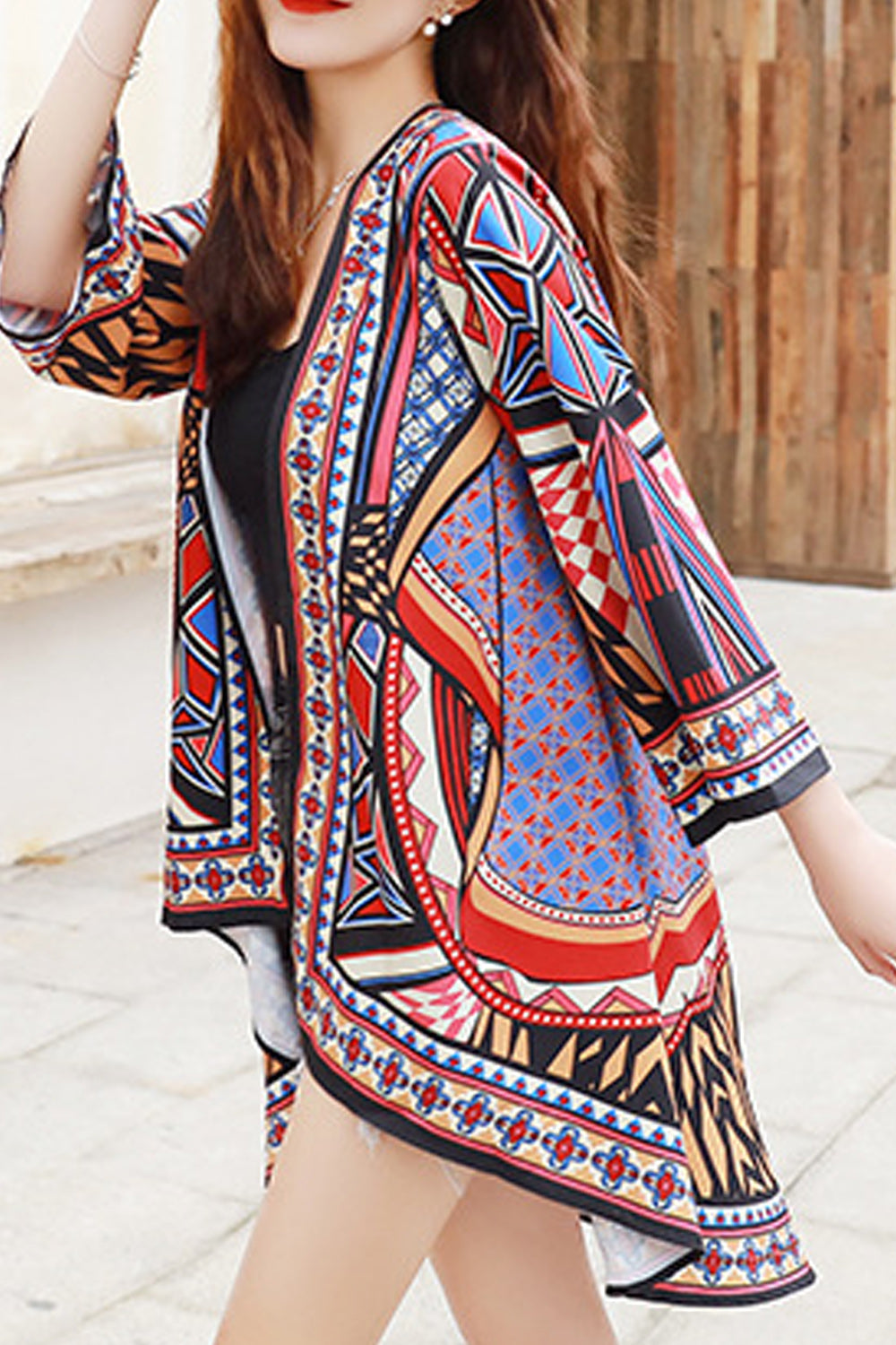 Women Pretty Print Style Sun Protection Beach Cover-Up