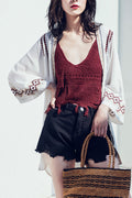 Women Beautiful Embroidered Seaside Cardigan Beach Cover-Up