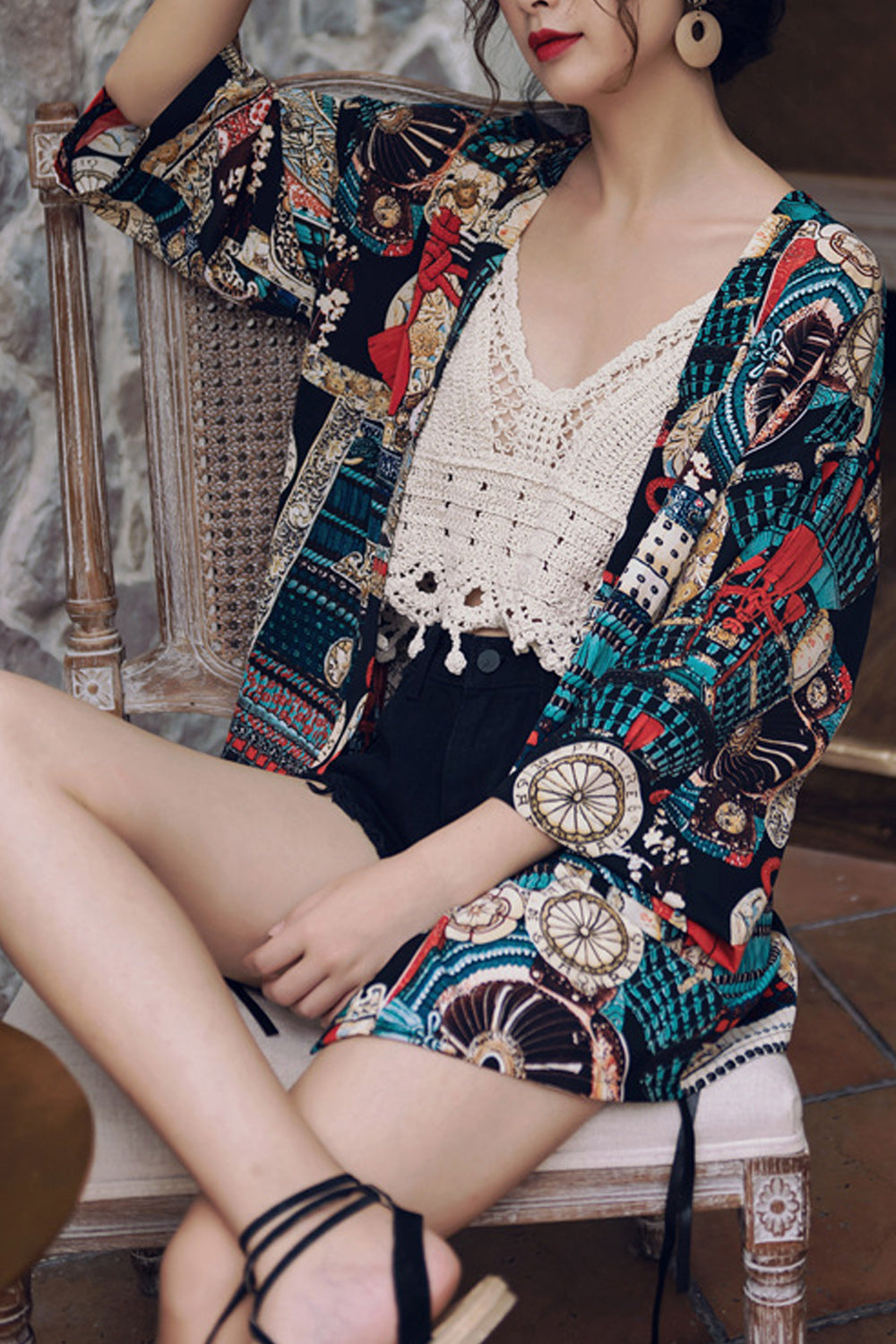 Women Printed Style Loose Fit Comfy Beach Cover-Up