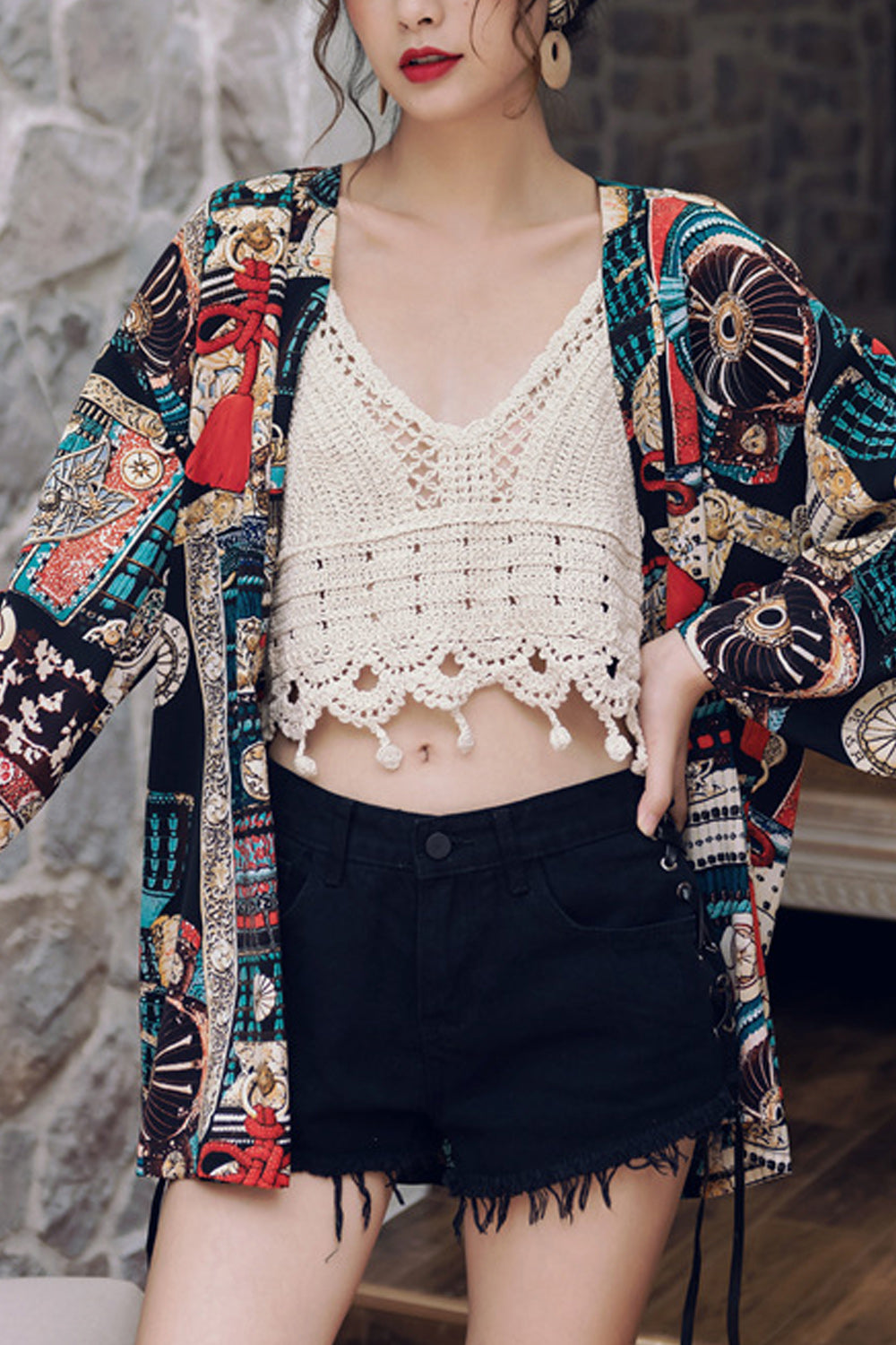 Women Printed Style Loose Fit Comfy Beach Cover-Up