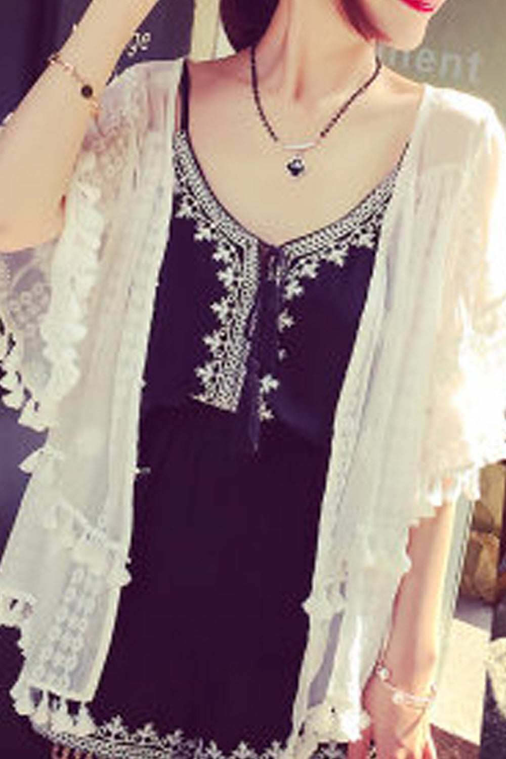 Women Lace Decorated Soft & Comfy Elegant Beach Cover-Up