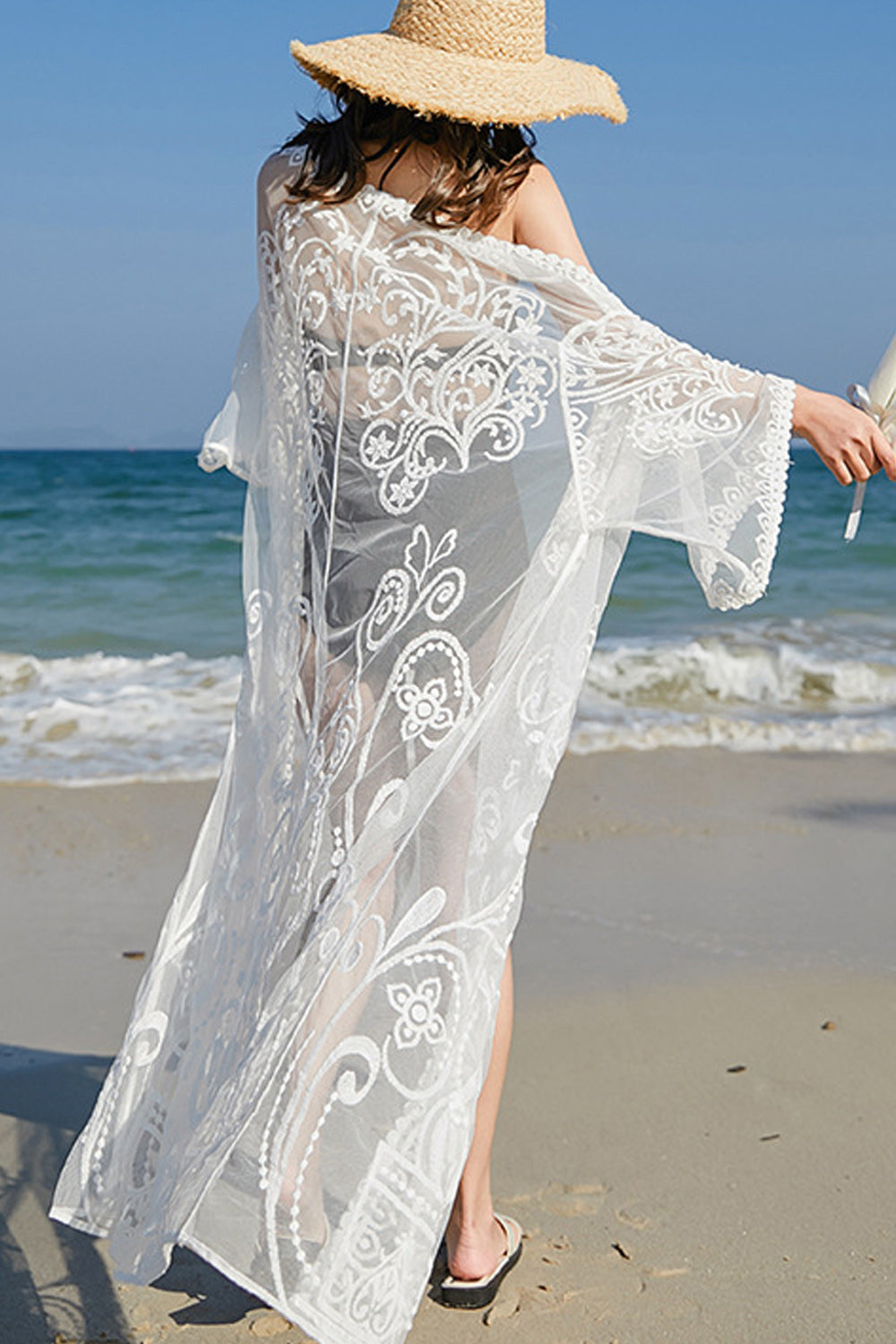 Women Stylish Seaside Sun Protection Embroidered Beach Cover-Up