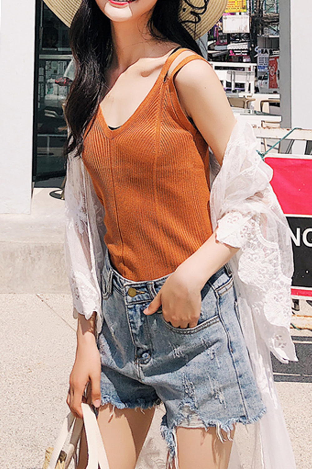Women Beautiful Net Gauze Trumpet Sleeve Beach Cover-Up