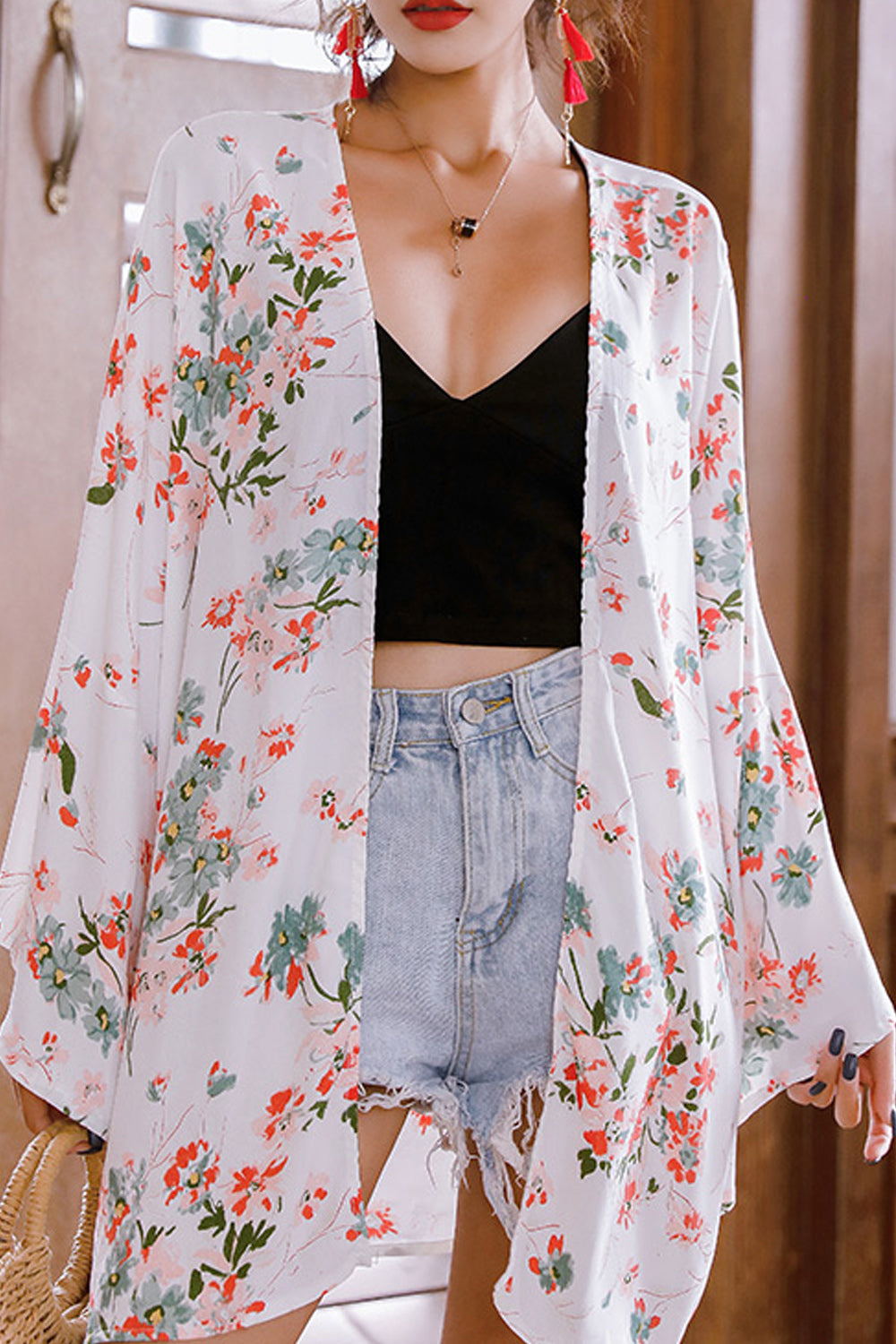 Women Stylish Floral Printed Mid Length Beach Cover-Up