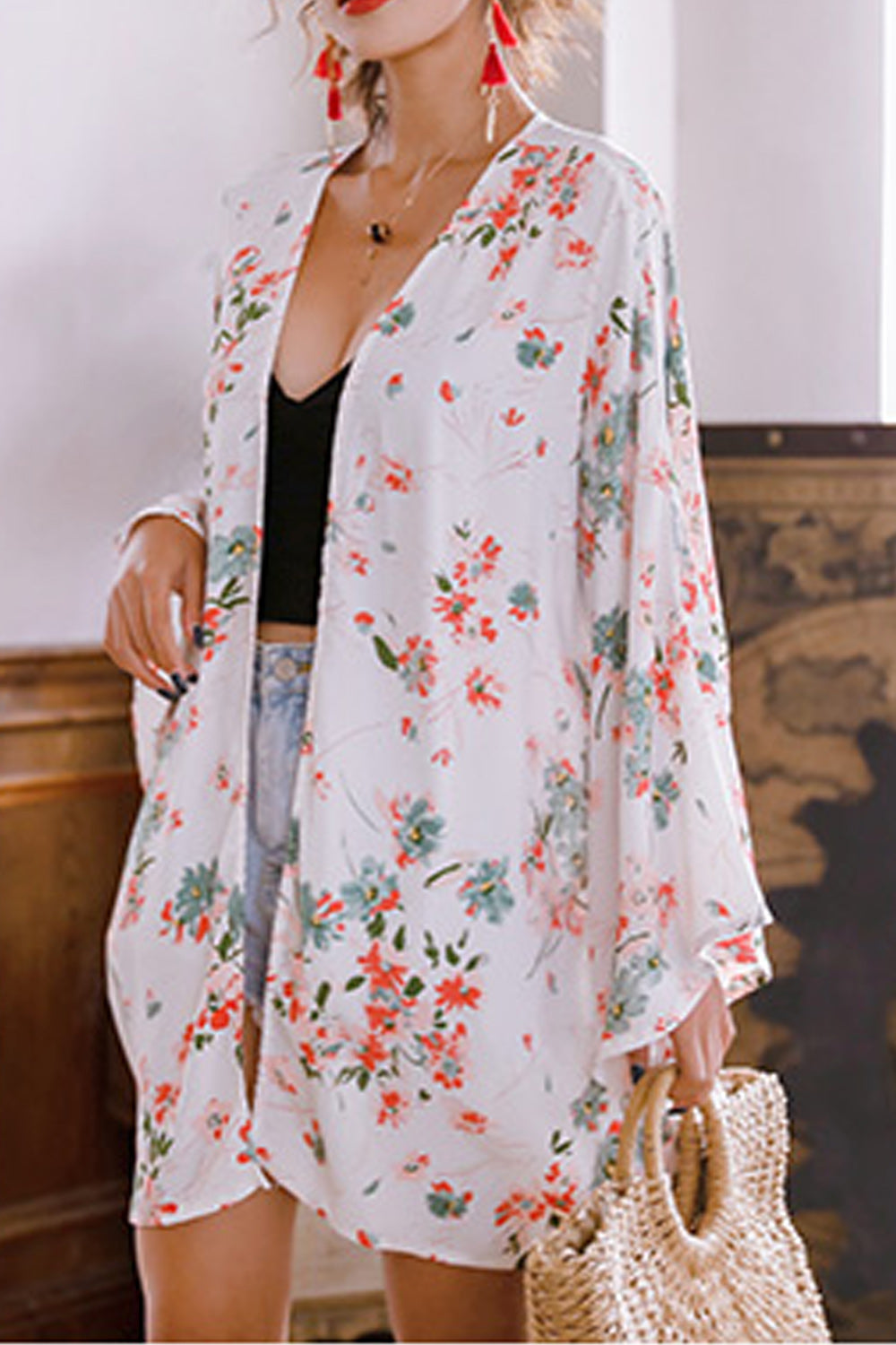 Women Stylish Floral Printed Mid Length Beach Cover-Up