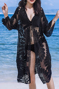 Women Beautiful Half Sleeve Lace Embroidered Cover-Up