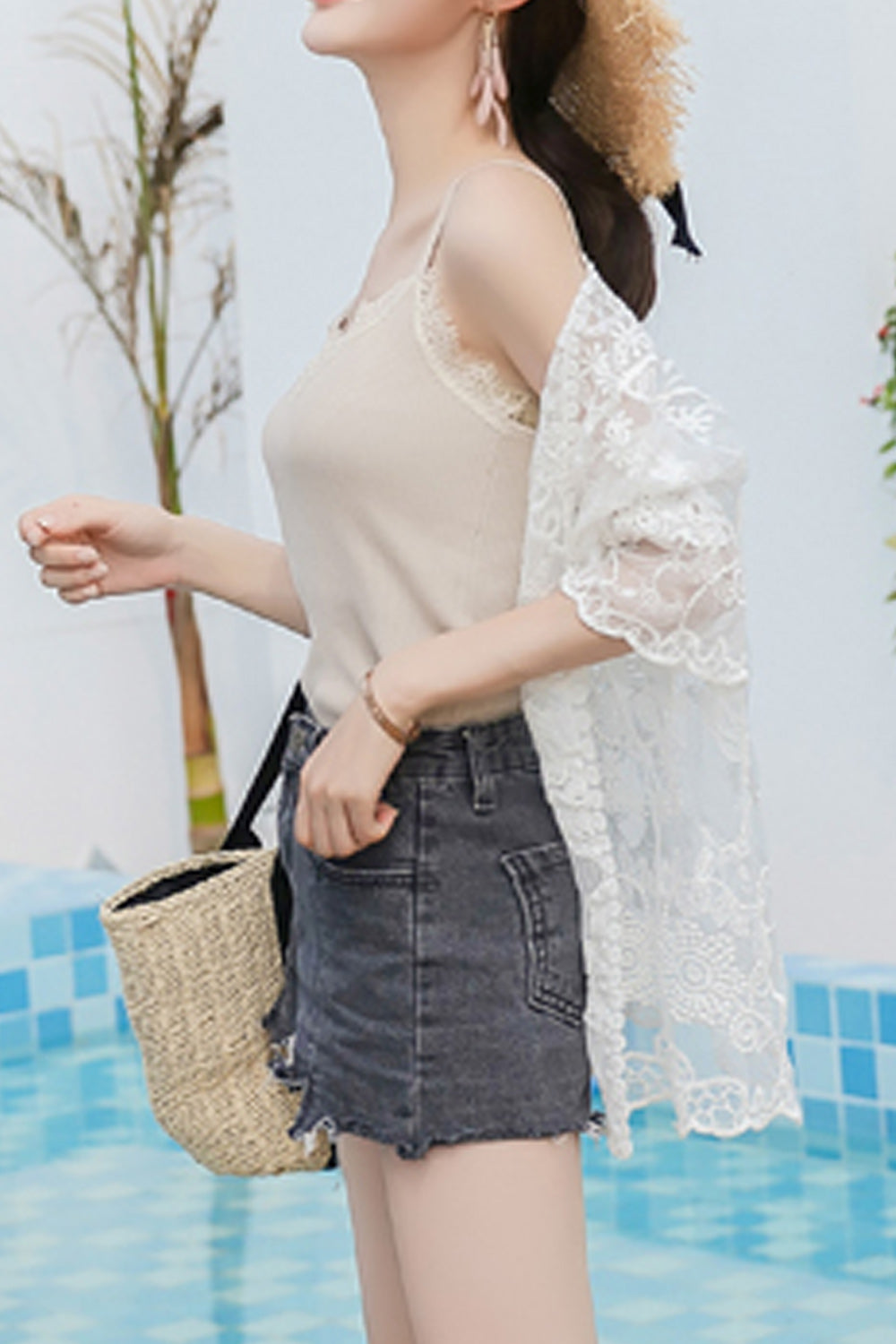 Women Breathable Knee Above Cardigan Beach Cover-Up