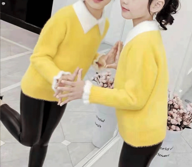 Soft Doll Collar Knit Pullover for Girls